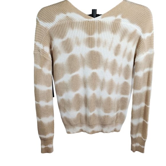 Freshman 1996 V Neck White & Taupe Pull Over Tie Dye Long Sleeve Sweater . NWT - Picture 2 of 9